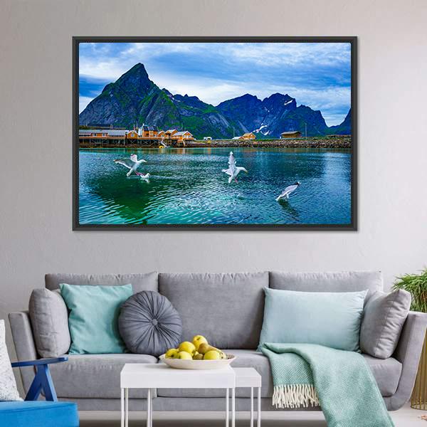 Lake With Mountains Norway Canvas Wall Art-3 Horizontal-Gallery Wrap-25" x 16"-Tiaracle