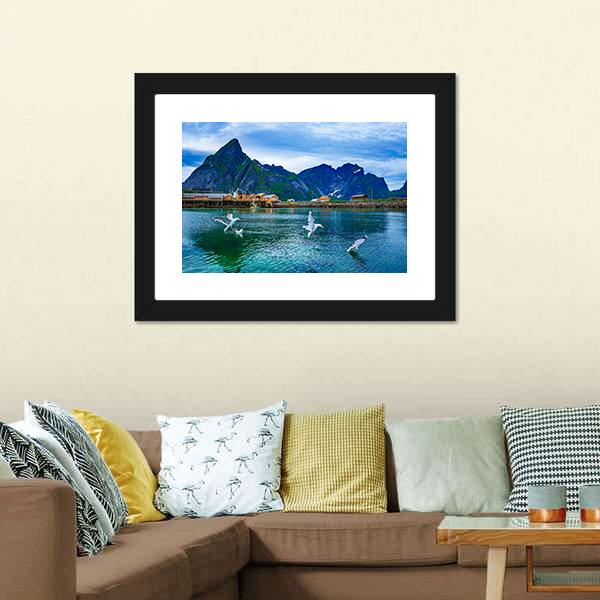 Lake With Mountains Norway Canvas Wall Art-5 Horizontal-Gallery Wrap-22" x 12"-Tiaracle