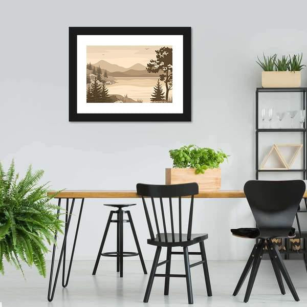 Lake With Mountains & Trees Canvas Wall Art-3 Horizontal-Gallery Wrap-25" x 16"-Tiaracle