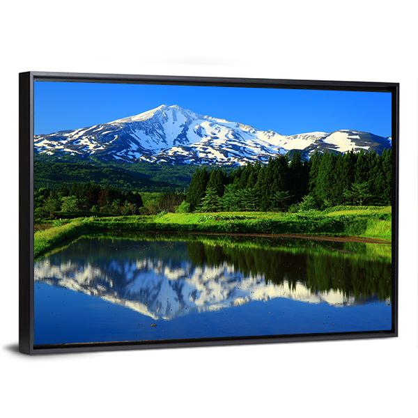 Lake With Mt Chokai Canvas Wall Art-3 Horizontal-Gallery Wrap-25" x 16"-Tiaracle