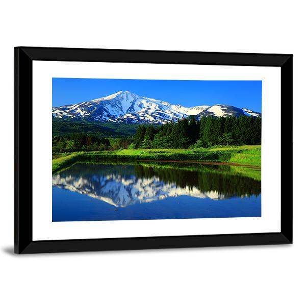 Lake With Mt Chokai Canvas Wall Art-3 Horizontal-Gallery Wrap-25" x 16"-Tiaracle