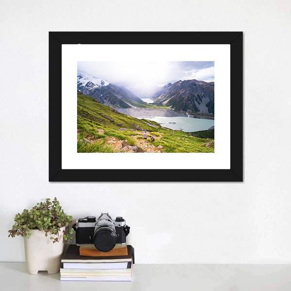 Lake With Mt Cook Canvas Wall Art-1 Piece-Framed Print-20" x 16"-Tiaracle