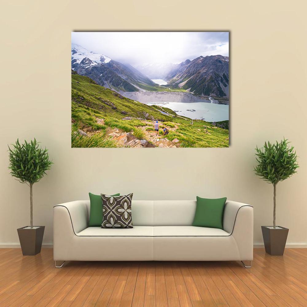 Lake With Mt Cook Canvas Wall Art-1 Piece-Gallery Wrap-36" x 24"-Tiaracle