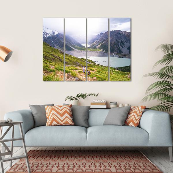 Lake With Mt Cook Canvas Wall Art-4 Horizontal-Gallery Wrap-34" x 24"-Tiaracle