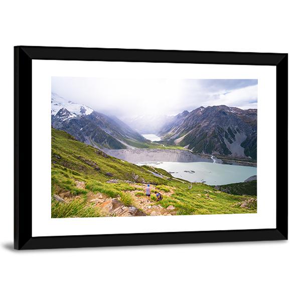 Lake With Mt Cook Canvas Wall Art-3 Horizontal-Gallery Wrap-25" x 16"-Tiaracle
