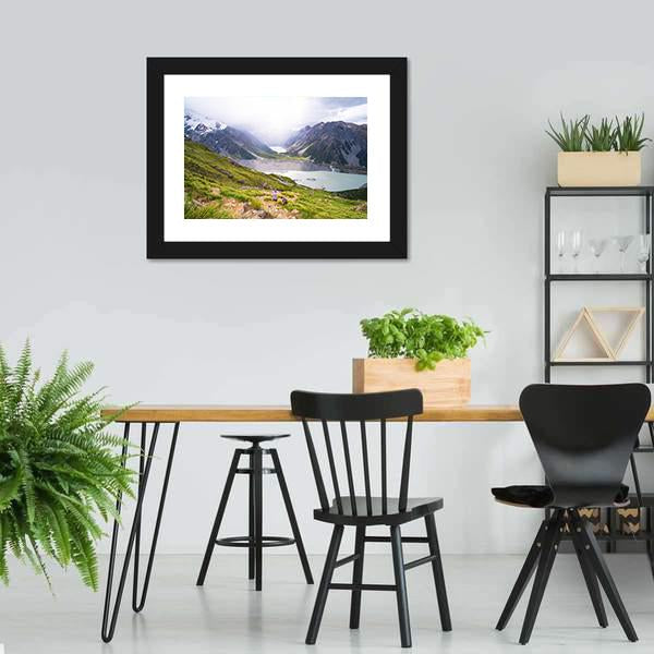 Lake With Mt Cook Canvas Wall Art-3 Horizontal-Gallery Wrap-25" x 16"-Tiaracle