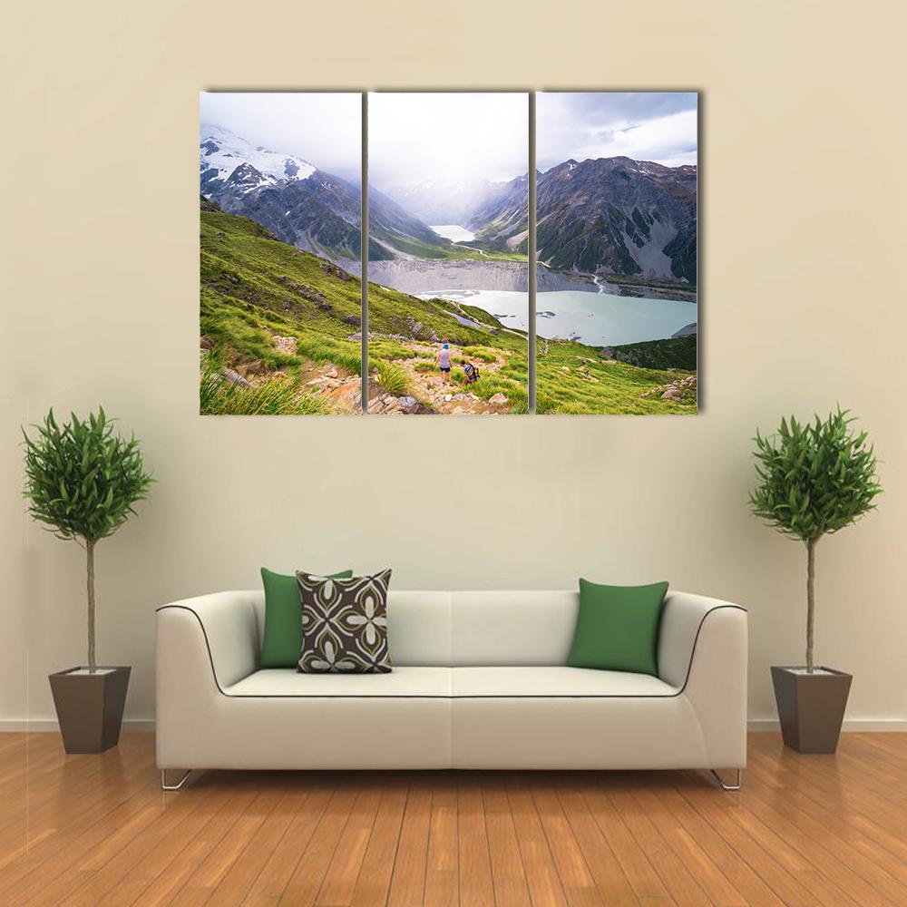 Lake With Mt Cook Canvas Wall Art-3 Horizontal-Gallery Wrap-37" x 24"-Tiaracle