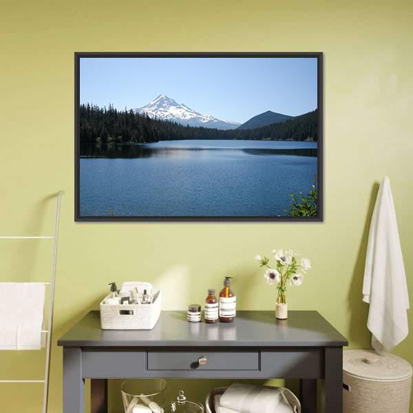 Lake With Mt Hood Canvas Wall Art-1 Piece-Floating Frame-24" x 16"-Tiaracle
