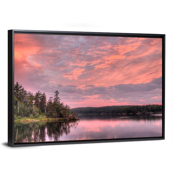 Lake With National Forest Canvas Wall Art-3 Horizontal-Gallery Wrap-25" x 16"-Tiaracle