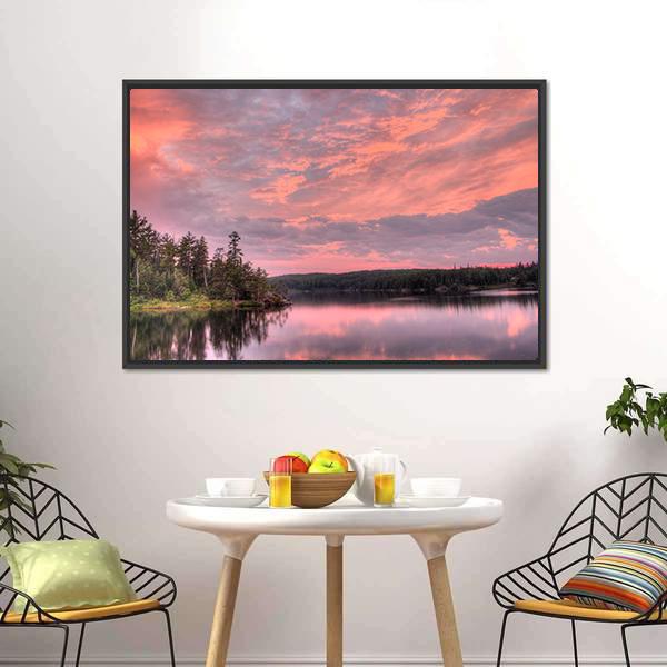 Lake With National Forest Canvas Wall Art-3 Horizontal-Gallery Wrap-25" x 16"-Tiaracle