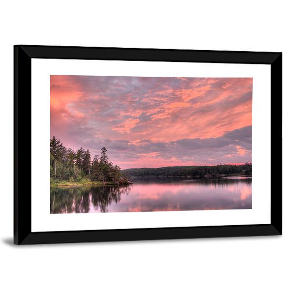 Lake With National Forest Canvas Wall Art-3 Horizontal-Gallery Wrap-25" x 16"-Tiaracle