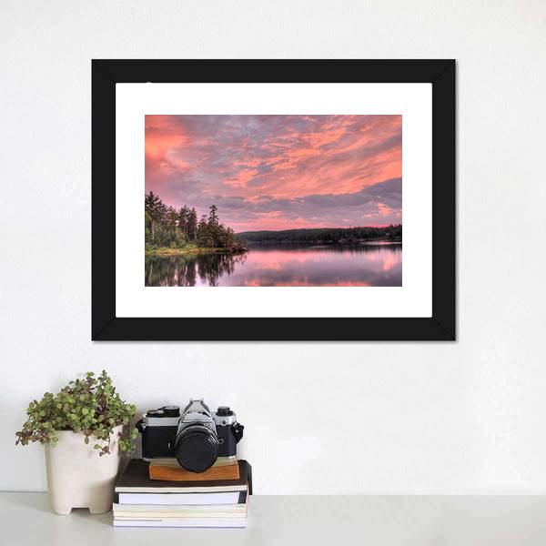 Lake With National Forest Canvas Wall Art-1 Piece-Framed Print-20" x 16"-Tiaracle