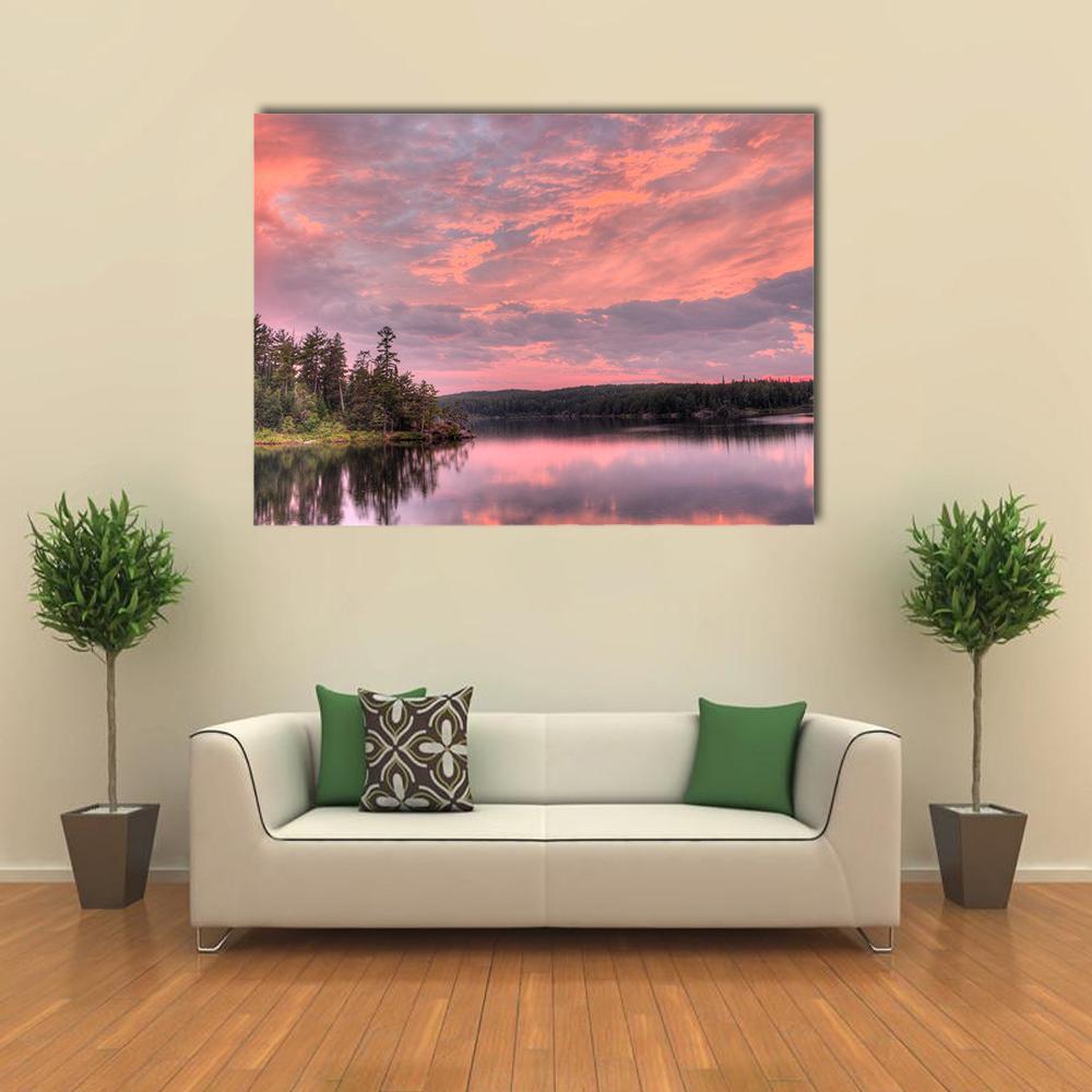 Lake With National Forest Canvas Wall Art-1 Piece-Gallery Wrap-48" x 32"-Tiaracle