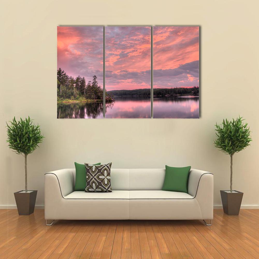 Lake With National Forest Canvas Wall Art-3 Horizontal-Gallery Wrap-37" x 24"-Tiaracle