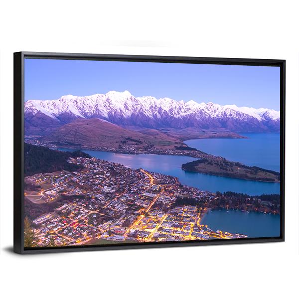 Lake With Queenstown Canvas Wall Art-5 Horizontal-Gallery Wrap-22" x 12"-Tiaracle