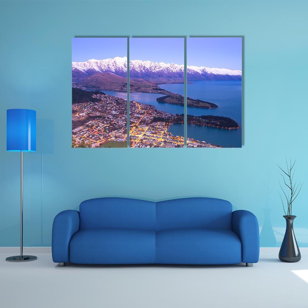 Lake With Queenstown Canvas Wall Art-3 Horizontal-Gallery Wrap-37" x 24"-Tiaracle