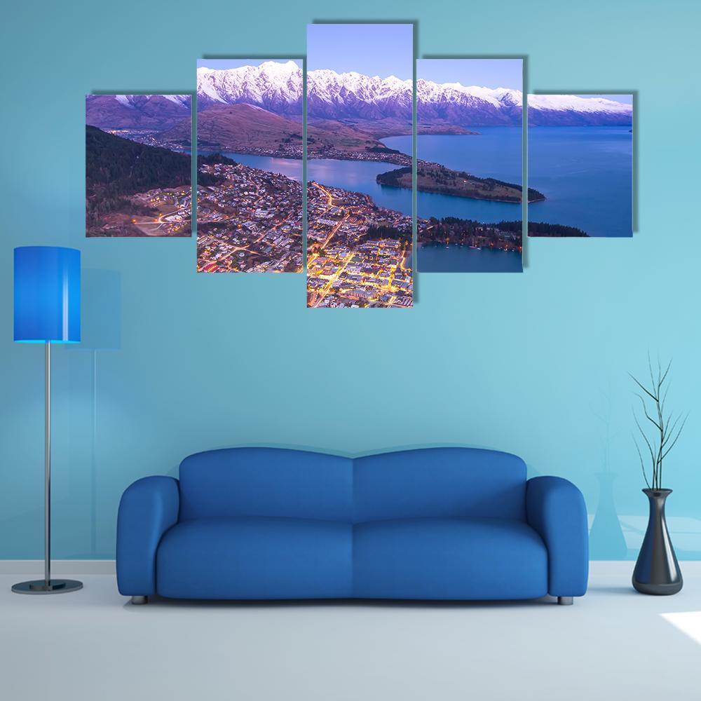 Lake With Queenstown Canvas Wall Art-3 Horizontal-Gallery Wrap-37" x 24"-Tiaracle