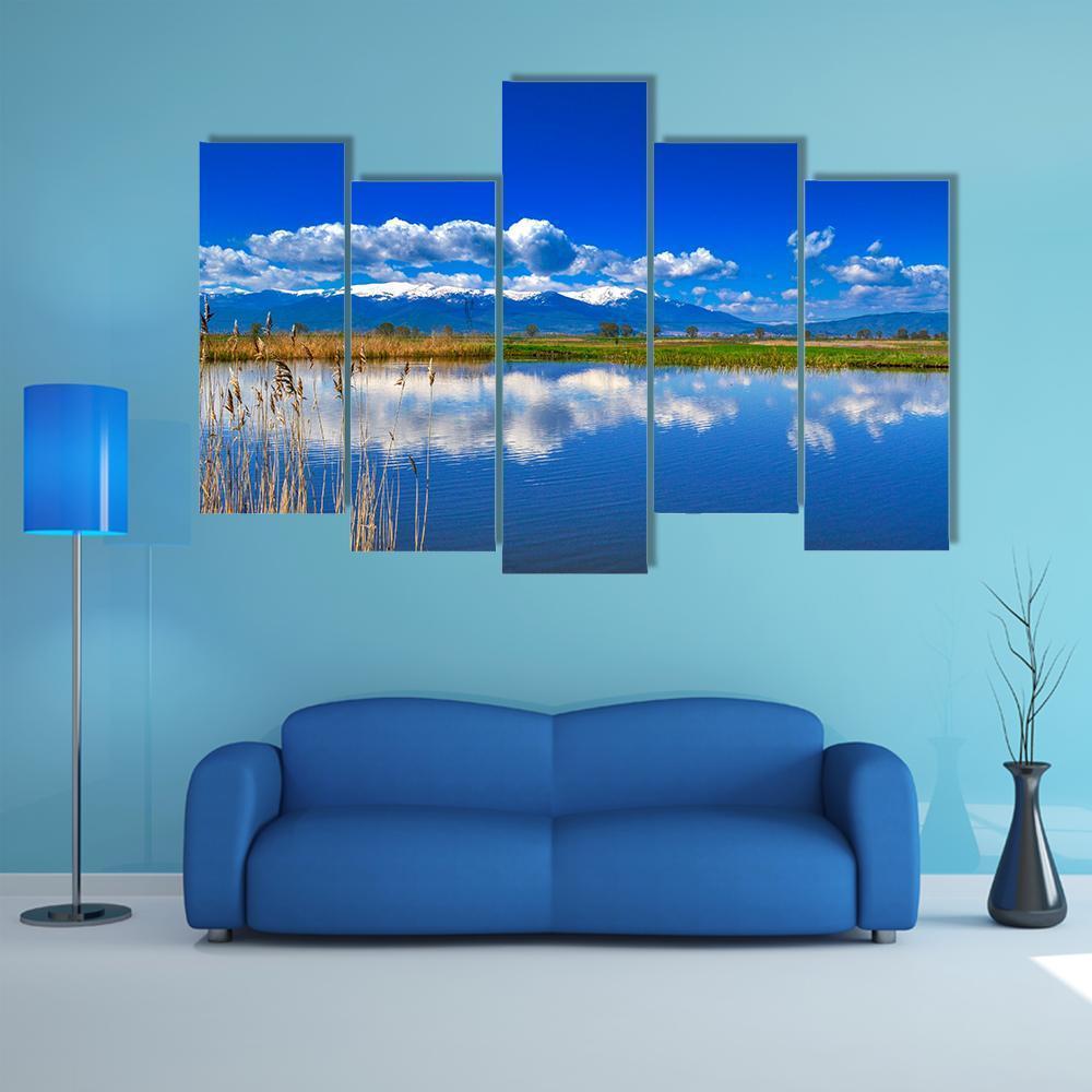 Lake With Reflection Canvas Wall Art-5 Pop-Gallery Wrap-47" x 32"-Tiaracle