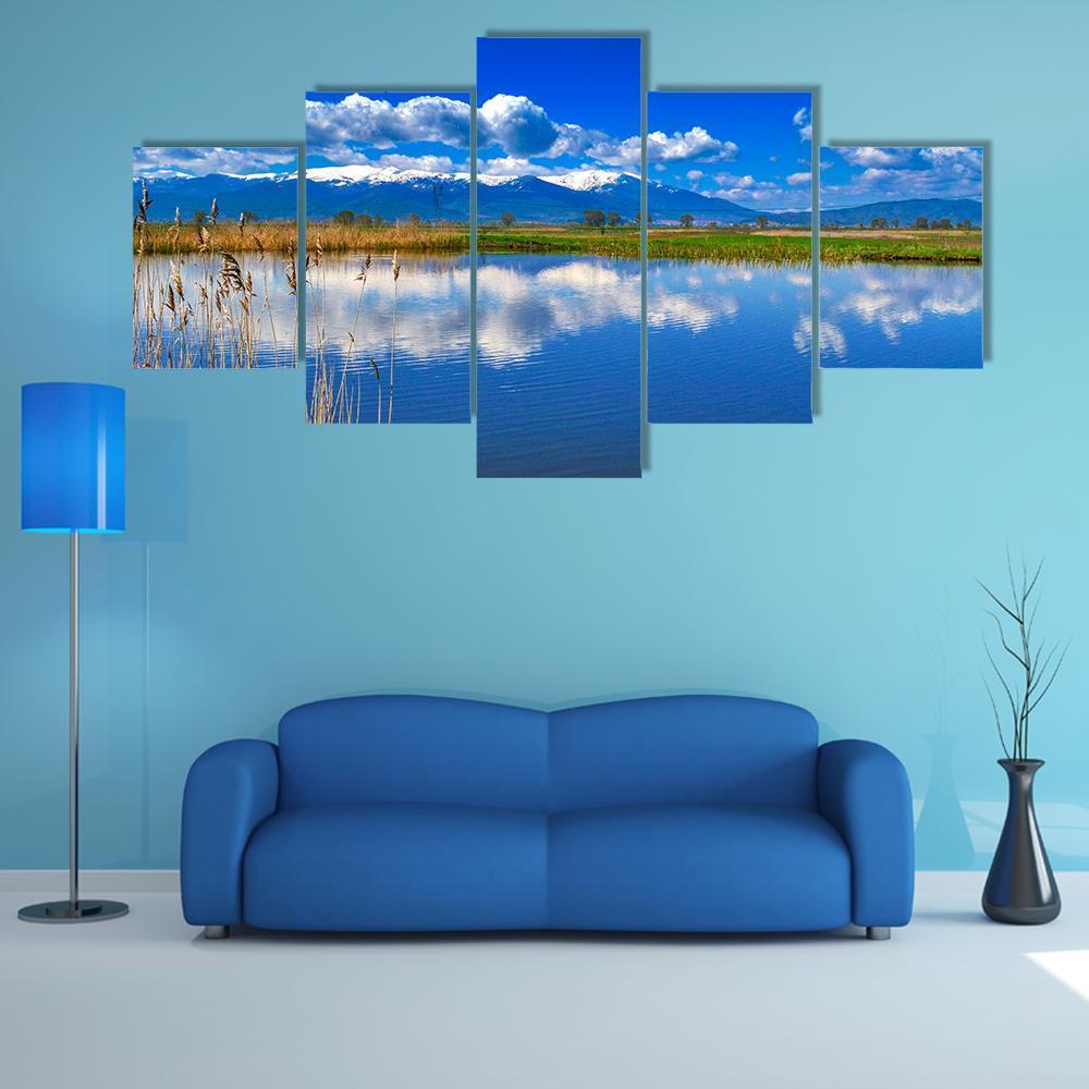 Lake With Reflection Canvas Wall Art-5 Star-Gallery Wrap-62" x 32"-Tiaracle