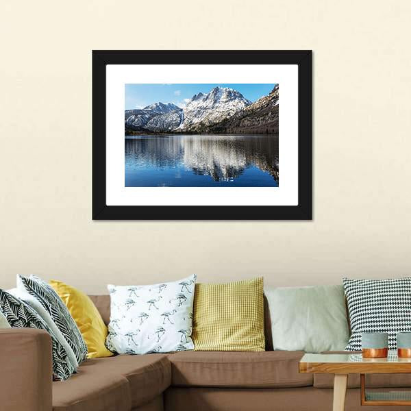 Lake With Sierra Nevada Mountains Canvas Wall Art-1 Piece-Framed Print-20" x 16"-Tiaracle