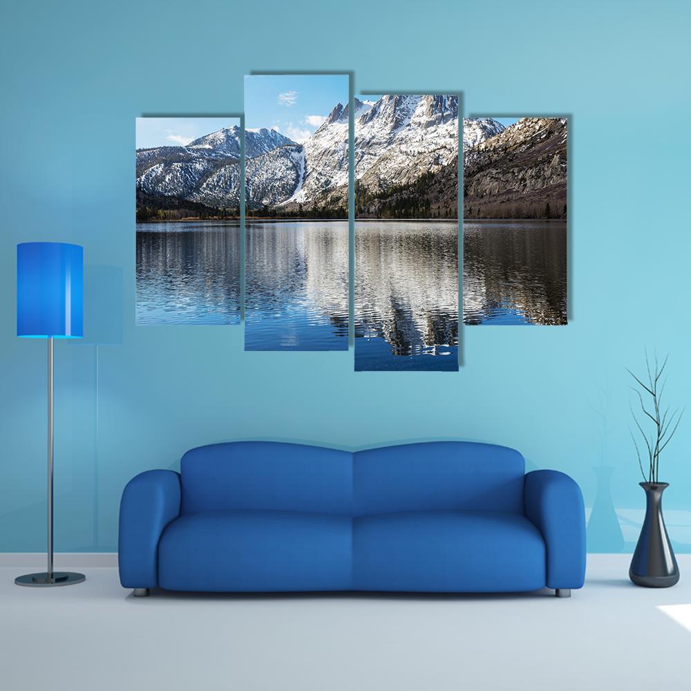 Lake With Sierra Nevada Mountains Canvas Wall Art-4 Pop-Gallery Wrap-50" x 32"-Tiaracle