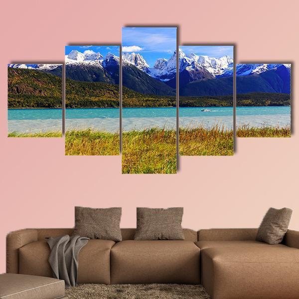 Lake With Sinclair Mountain Canvas Wall Art-5 Star-Gallery Wrap-62" x 32"-Tiaracle