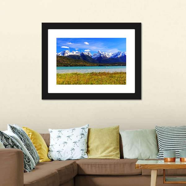 Lake With Sinclair Mountain Canvas Wall Art-1 Piece-Framed Print-20" x 16"-Tiaracle