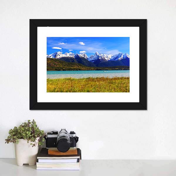 Lake With Sinclair Mountain Panoramic Canvas Wall Art-1 Piece-36" x 12"-Tiaracle