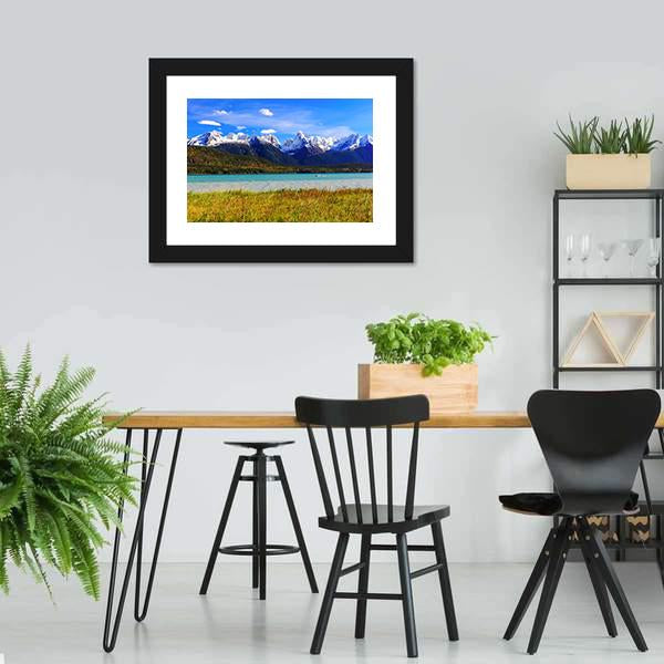 Lake With Sinclair Mountain Panoramic Canvas Wall Art-1 Piece-36" x 12"-Tiaracle