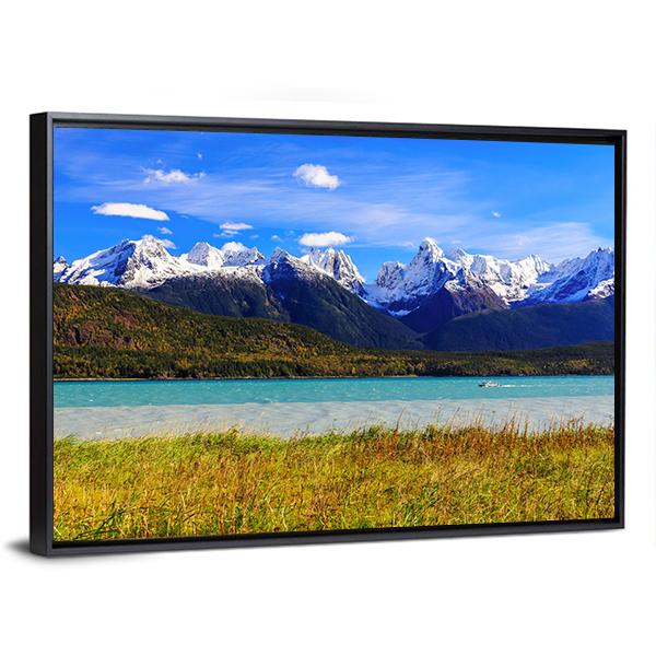 Lake With Sinclair Mountain Panoramic Canvas Wall Art-1 Piece-36" x 12"-Tiaracle