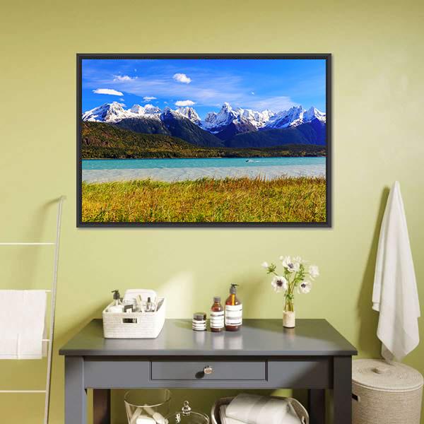 Lake With Sinclair Mountain Panoramic Canvas Wall Art-1 Piece-36" x 12"-Tiaracle