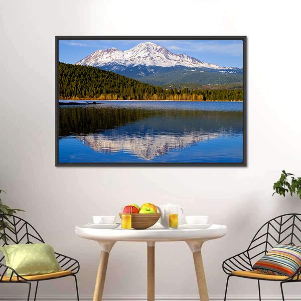 Lake With Snowy Mountain California Canvas Wall Art-3 Horizontal-Gallery Wrap-25" x 16"-Tiaracle