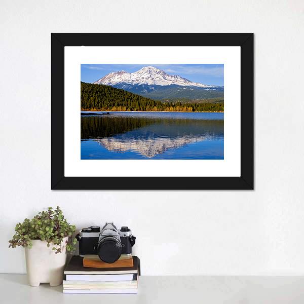 Lake With Snowy Mountain California Canvas Wall Art-1 Piece-Framed Print-20" x 16"-Tiaracle