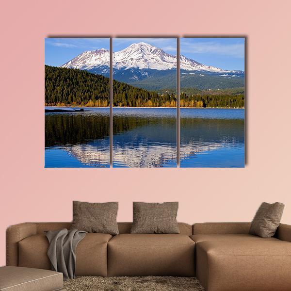 Lake With Snowy Mountain California Canvas Wall Art-3 Horizontal-Gallery Wrap-37" x 24"-Tiaracle