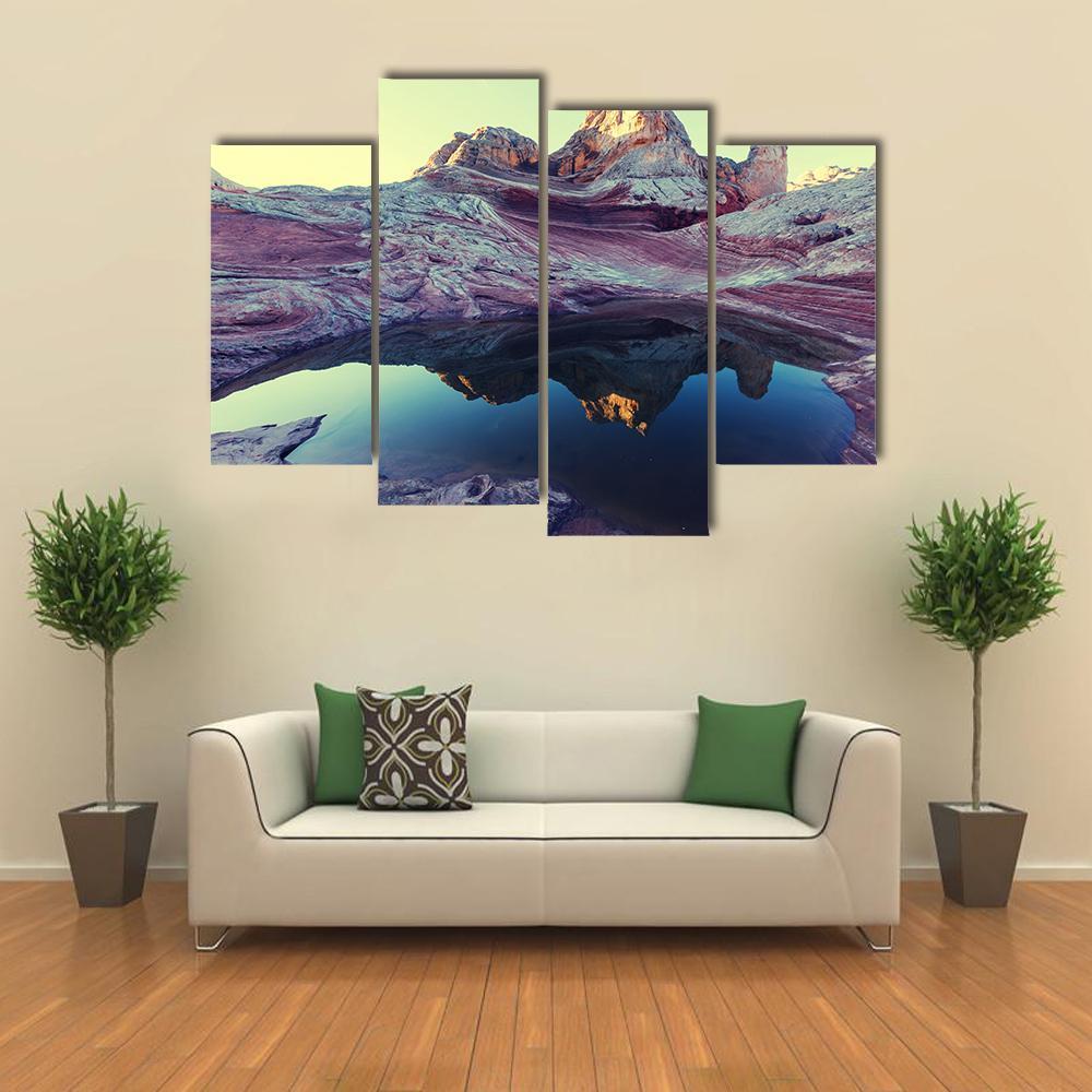 Pond In Vermilion Cliffs Canvas Wall Art-4 Pop-Gallery Wrap-50" x 32"-Tiaracle