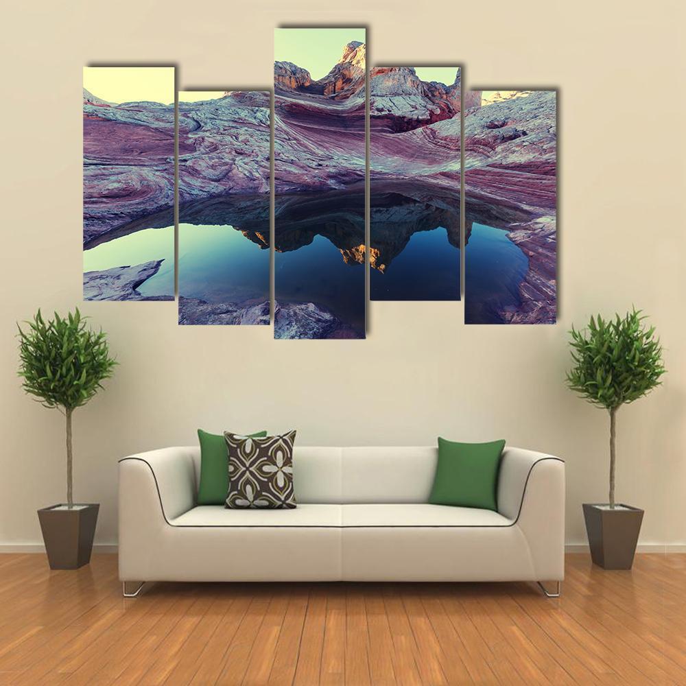 Pond In Vermilion Cliffs Canvas Wall Art-5 Pop-Gallery Wrap-47" x 32"-Tiaracle