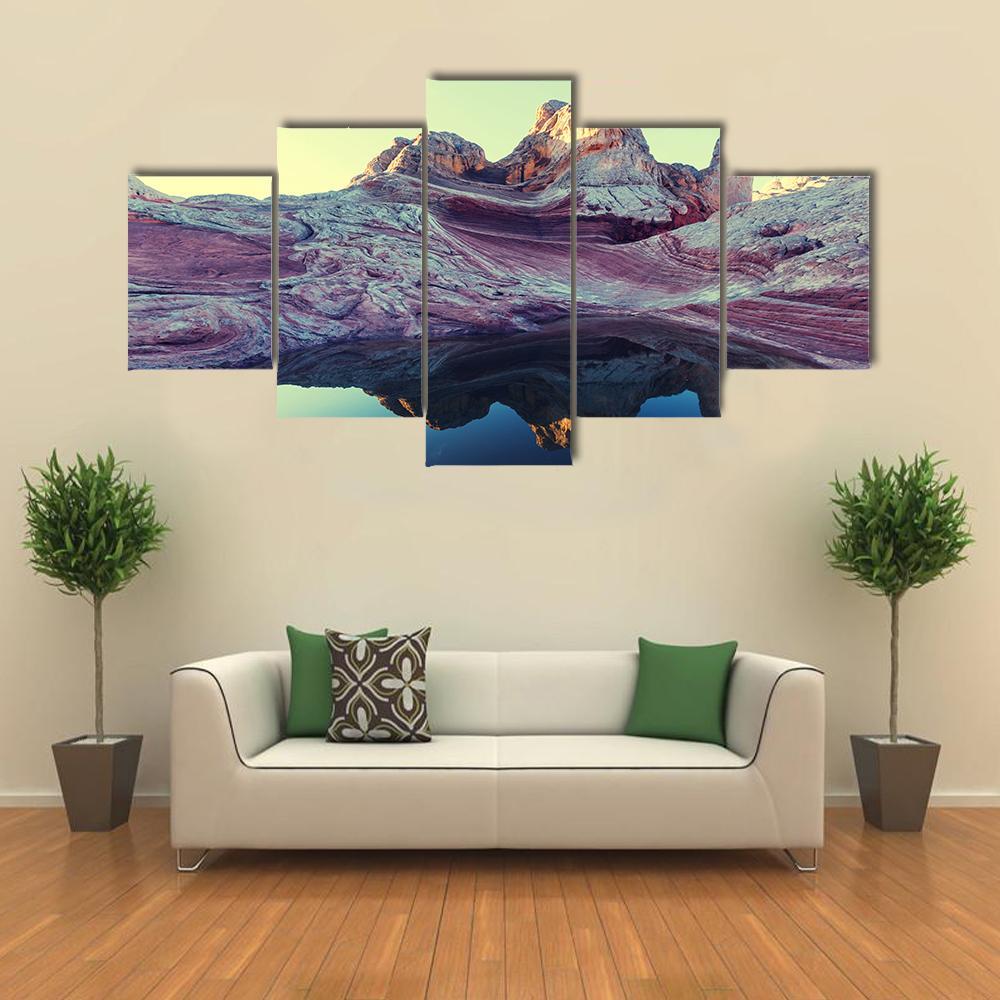 Pond In Vermilion Cliffs Canvas Wall Art-5 Star-Gallery Wrap-62" x 32"-Tiaracle