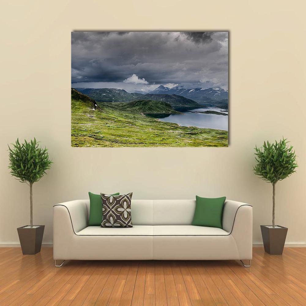 Lake With Mountains Europe Canvas Wall Art-4 Pop-Gallery Wrap-50" x 32"-Tiaracle