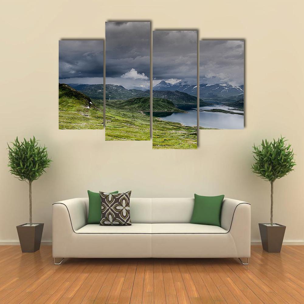 Lake With Mountains Europe Canvas Wall Art-4 Pop-Gallery Wrap-50" x 32"-Tiaracle