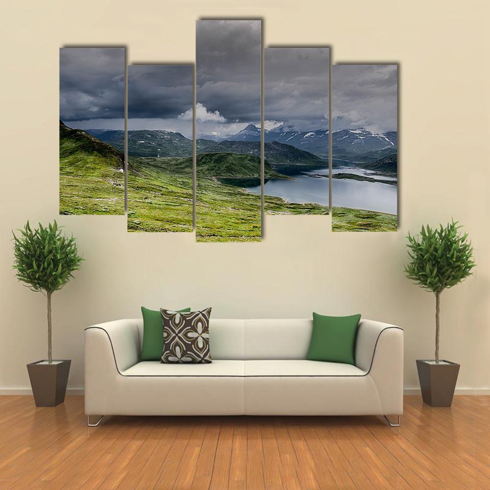 Lake With Mountains Europe Canvas Wall Art-5 Pop-Gallery Wrap-47" x 32"-Tiaracle