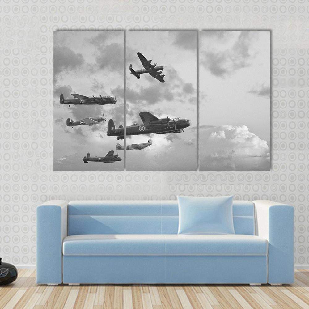 Bombers In World War ll Canvas Wall Art-3 Horizontal-Gallery Wrap-37" x 24"-Tiaracle