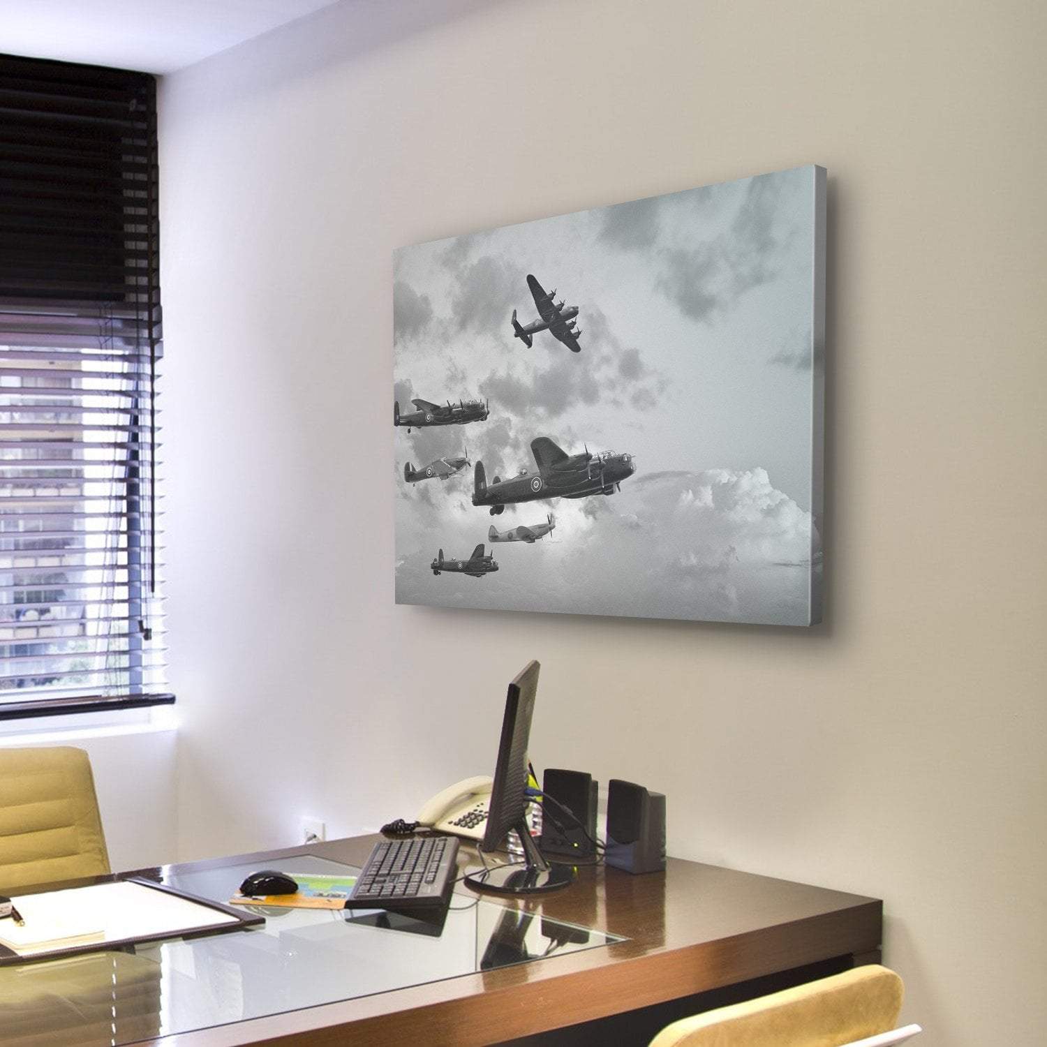 Bombers In World War ll Canvas Wall Art-3 Horizontal-Gallery Wrap-37" x 24"-Tiaracle
