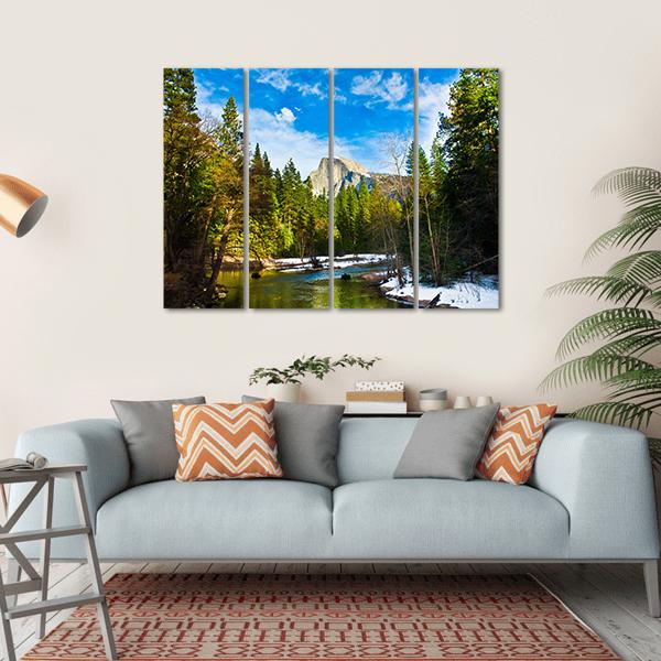 Half Dome Rock From Lake Canvas Wall Art-4 Horizontal-Gallery Wrap-34" x 24"-Tiaracle