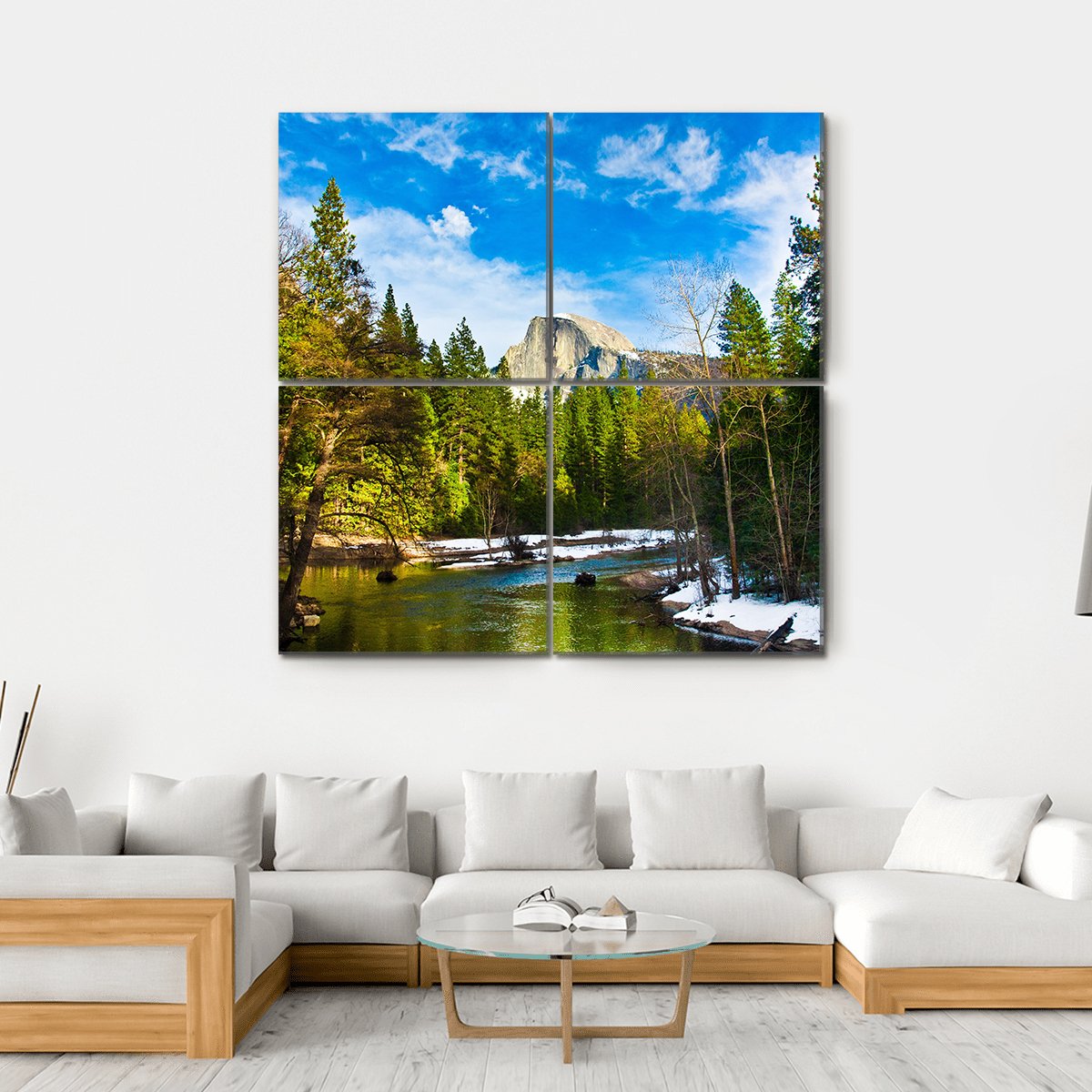 Half Dome Rock From Lake Canvas Wall Art-4 Square-Gallery Wrap-17" x 17"-Tiaracle