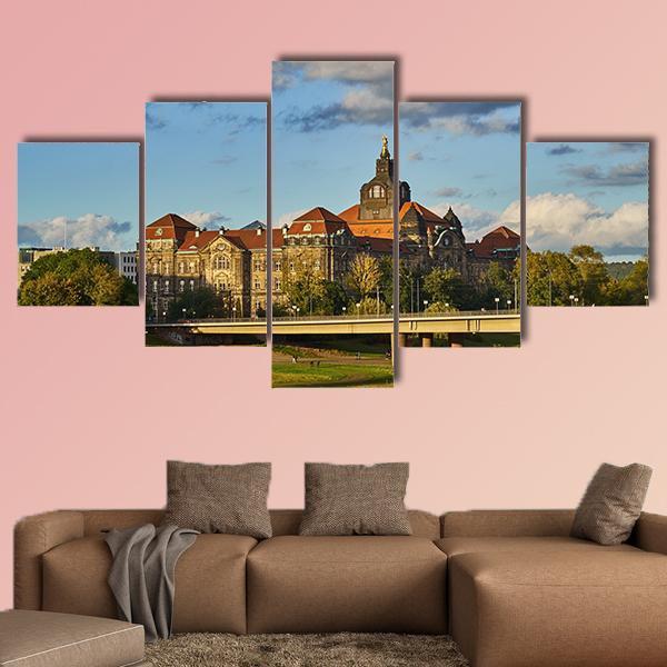 Elegant Baroque City Dresden Canvas Wall Art-5 Star-Gallery Wrap-62" x 32"-Tiaracle
