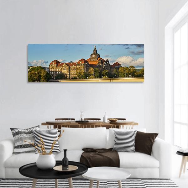 Elegant Baroque City Dresden Panoramic Canvas Wall Art-3 Piece-25" x 08"-Tiaracle