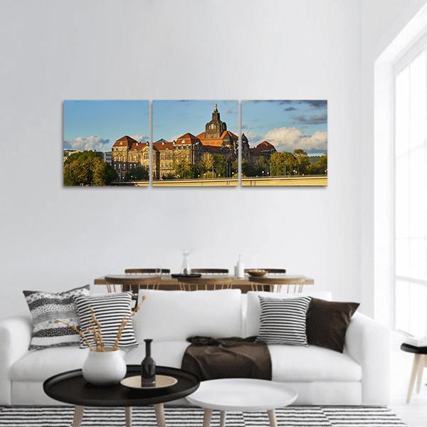 Elegant Baroque City Dresden Panoramic Canvas Wall Art-3 Piece-25" x 08"-Tiaracle