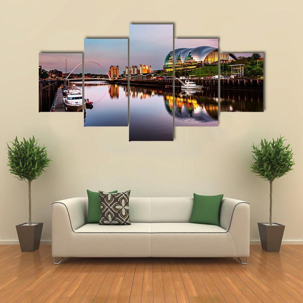 Newcastle Upon Tyne Canvas Wall Art-5 Star-Gallery Wrap-62" x 32"-Tiaracle