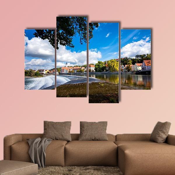 Landsberg Am Lech In Autumn Canvas Wall Art-4 Pop-Gallery Wrap-50" x 32"-Tiaracle
