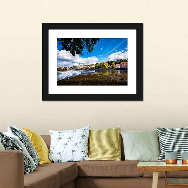 Landsberg Am Lech In Autumn Canvas Wall Art-3 Horizontal-Gallery Wrap-25" x 16"-Tiaracle